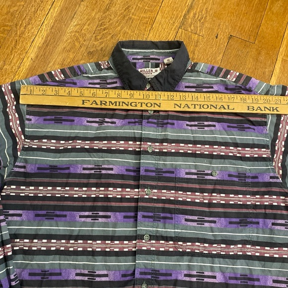 MILLER STOCKMAN Vtg 90s Purple Aztec Southwest Aztec Lind Sleeve Shirt Men's M - Picture 10 of 14